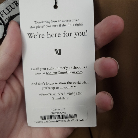 MM Lafleur Size 8 New With Tags The Cynthia Dress Washable Wool Twill in Camel - Picture 8 of 8